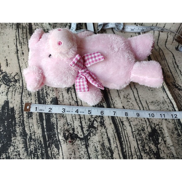 Pink Pig Plush Stuffed Animal Gingham Bow 2019 Animal Adventure 9” New - Picture 6 of 6